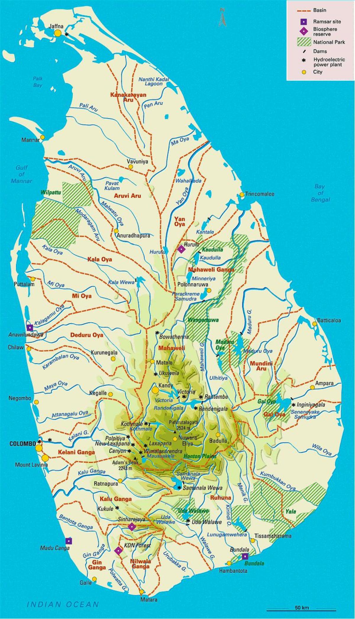Річки Шрі-Ланки карті в Таміл