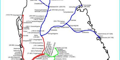 Залізничний маршрут карті Шрі-Ланки
