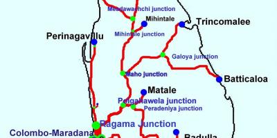 Потяги в Шрі-Ланці карті