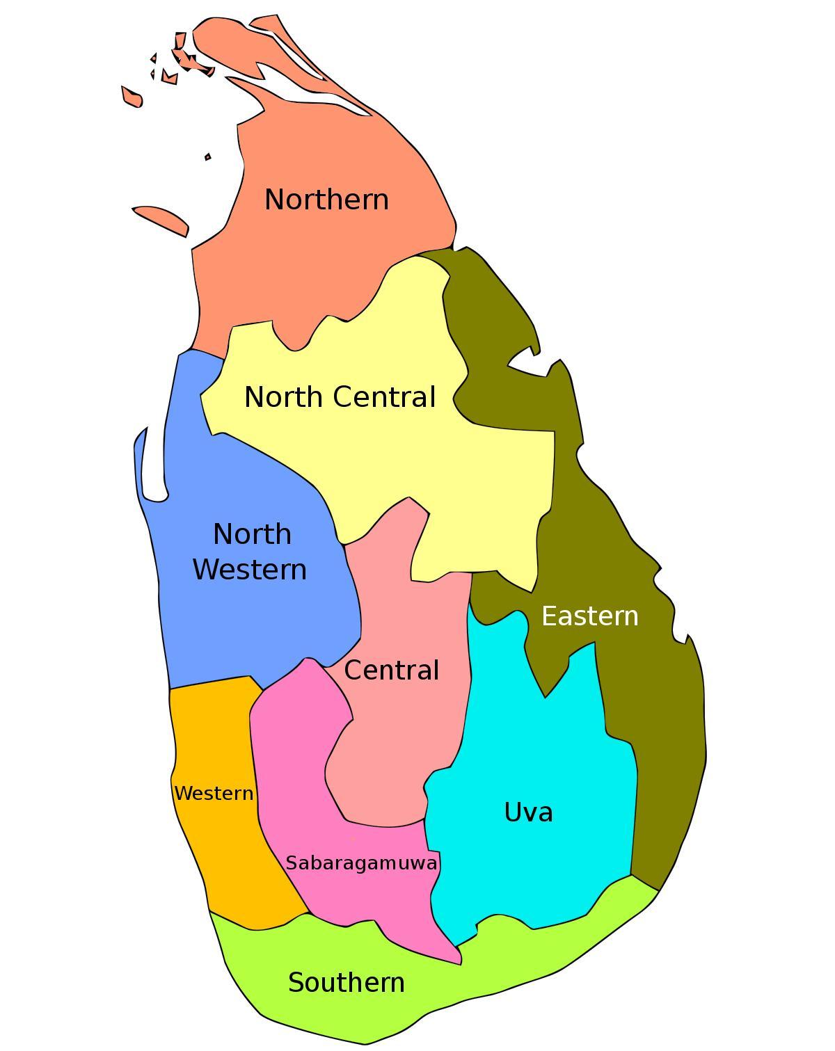 Провінцій Шрі-Ланки на карті