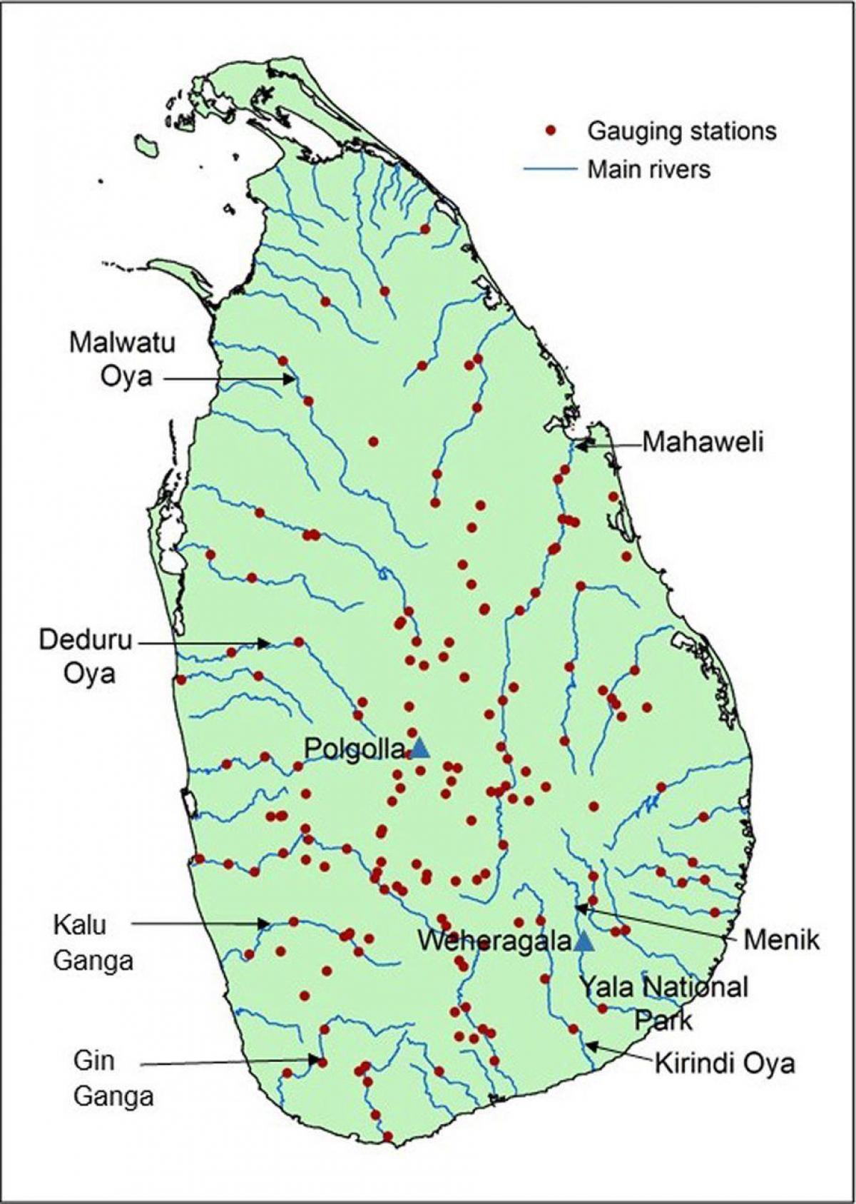 річку карті Шрі-Ланки