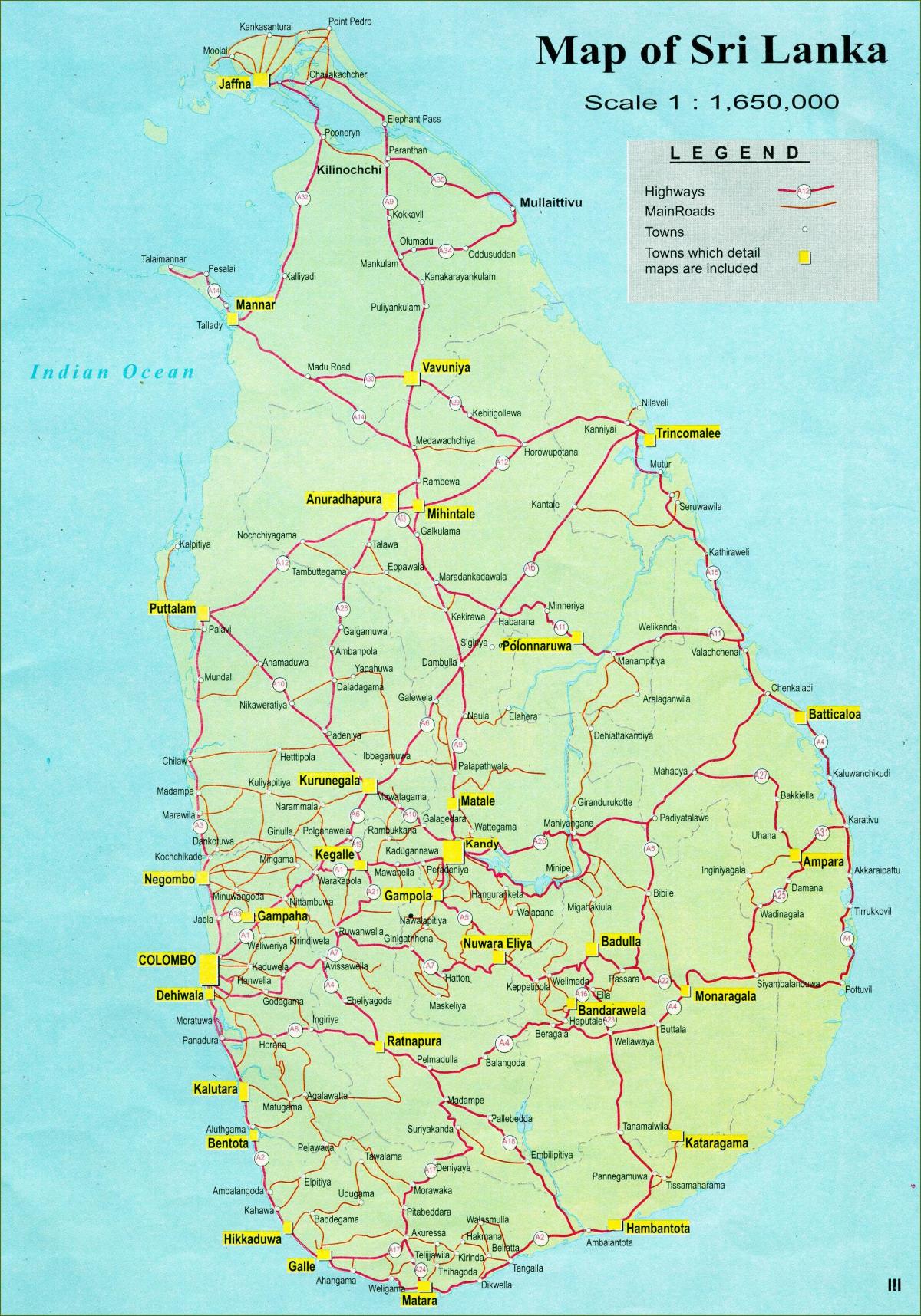відстань дорожню карту Шрі-Ланки