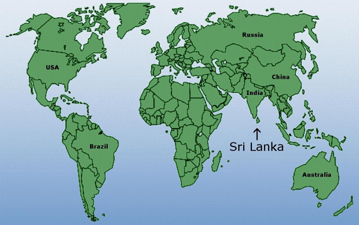 карта світу, показує Шрі-Ланка