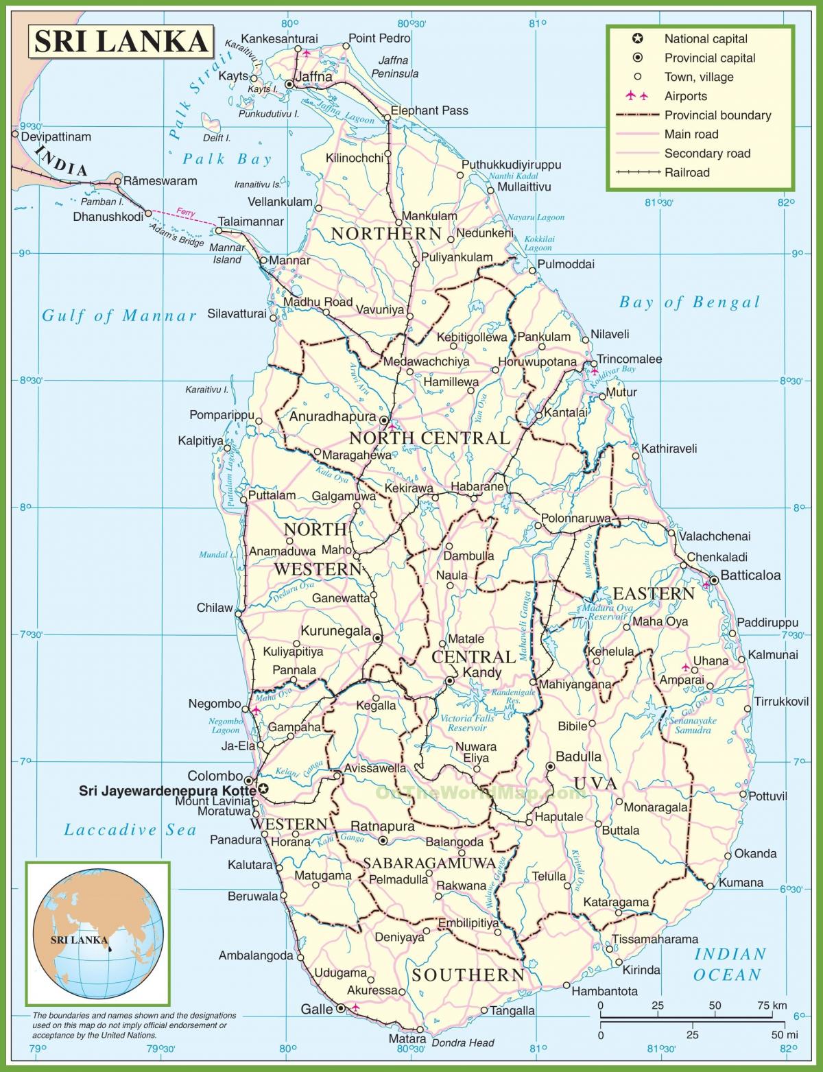 карта Шрі-Ланки