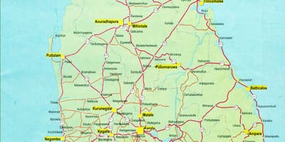 Відстань дорожню карту Шрі-Ланки