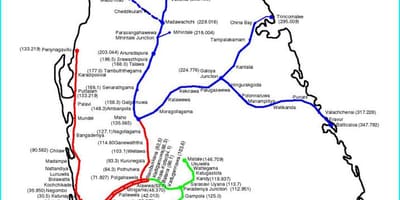 Залізничний маршрут карті Шрі-Ланки