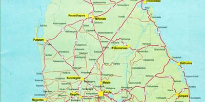 Карта Шрі-Ланки на карті з відстанню