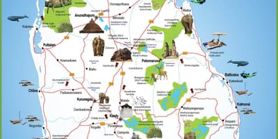 Туристичних місць на Шрі-Ланці карті